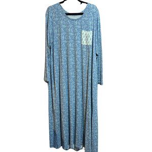 J Jill Cuffed Sleeve Gown Blue Sparrow Serene Paisley Pattern size 2X